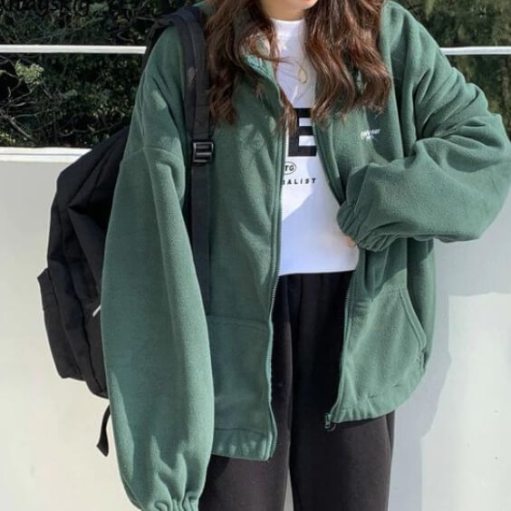 green fleece jacket